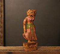 Vintage Handpainted Wooden Lady Figurine -A Rare Find