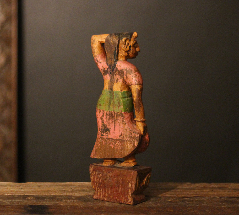 Vintage Handpainted Wooden Lady Figurine -A Rare Find
