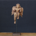 Woodcarved Gandharva Indian Angel Sculpture on Stand- Single