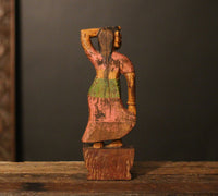 Vintage Handpainted Wooden Lady Figurine -A Rare Find
