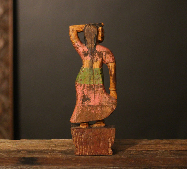 Vintage Handpainted Wooden Lady Figurine -A Rare Find