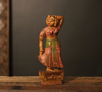 Vintage Handpainted Wooden Lady Figurine -A Rare Find