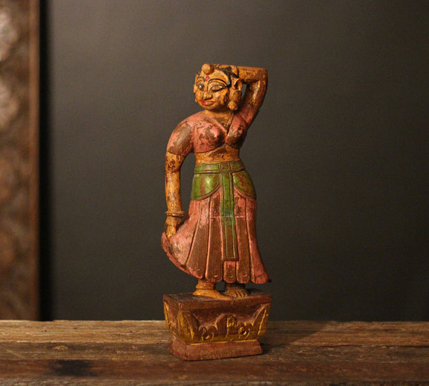 Vintage Handpainted Wooden Lady Figurine -A Rare Find