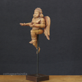 Woodcarved Gandharva Indian Angel Sculpture on Stand- Single