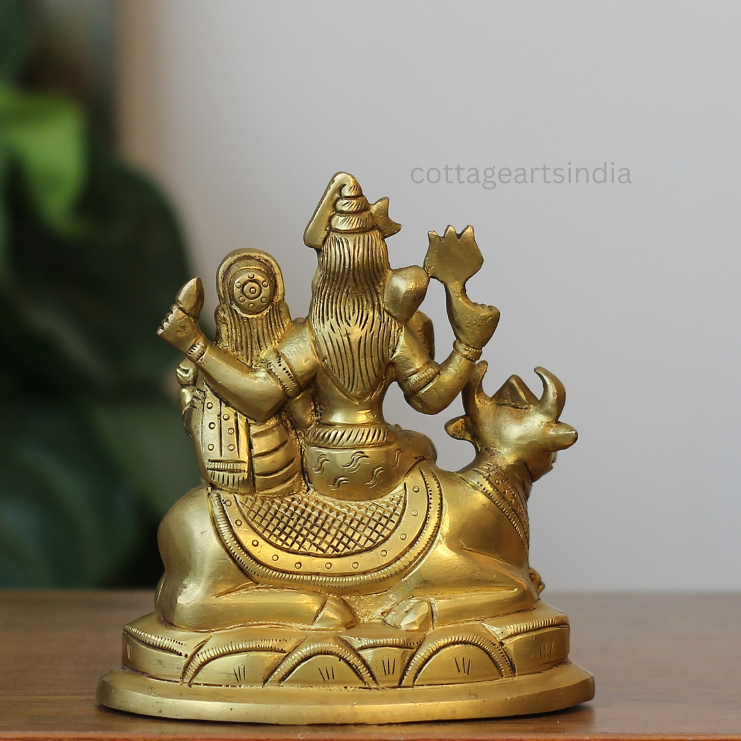 Handcrafted Brass Shiva Parivar Idol – Lord Shiva, Parvati, Ganesha & Kartikeya Family Statue