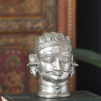 Brass Shiva Mukhlingam Silver Finish