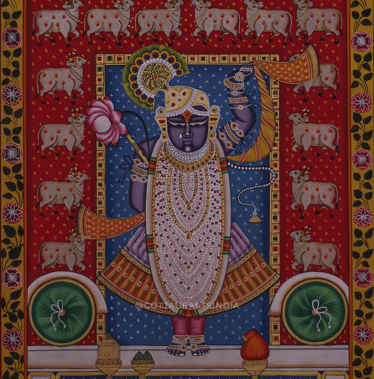 Shrinath ji and Cows Pichwai Painting