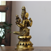Brass Saraswati on Lotus Stand 13"