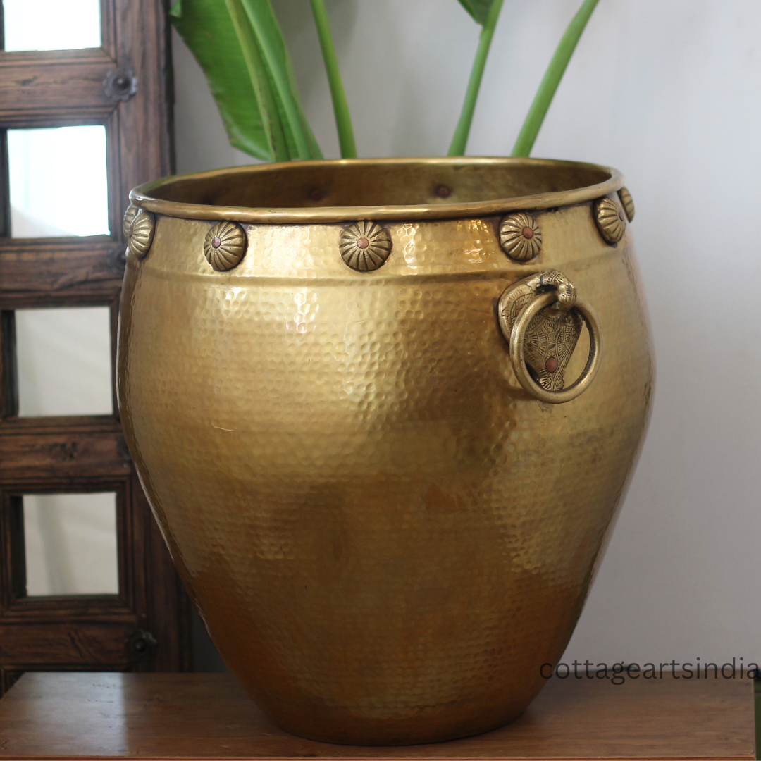 Brass Vintage Carved Planter