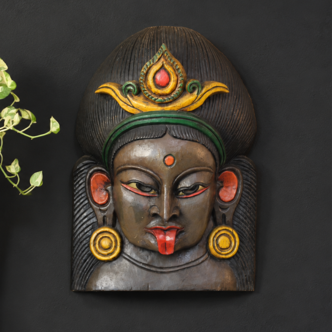 Wooden Goddess Kali Mask