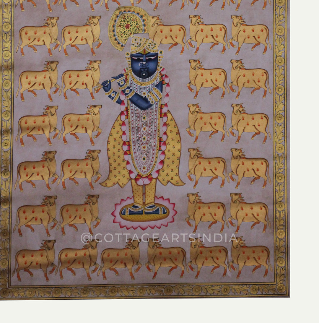 Pichwai Painting -Shreenathji With Sacred Cows