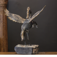 Brass Winged Horse Sculpture | Black Antique Finish | Symbol of Strength & Freedom