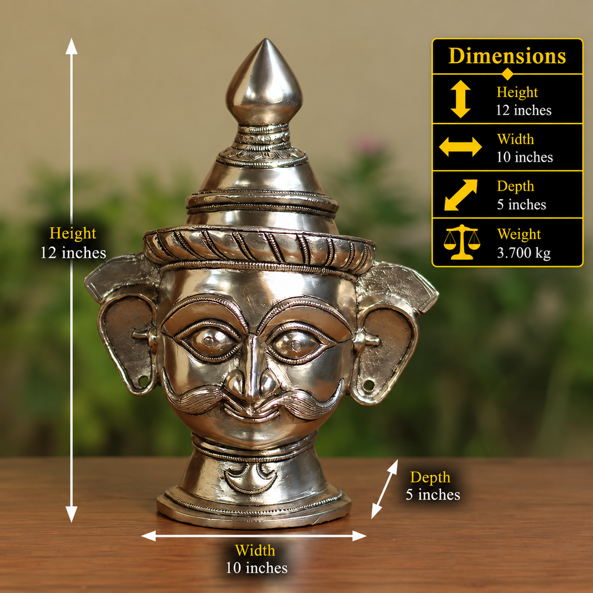 Brass Shiva Mukhlingam Idol -Silver Finished