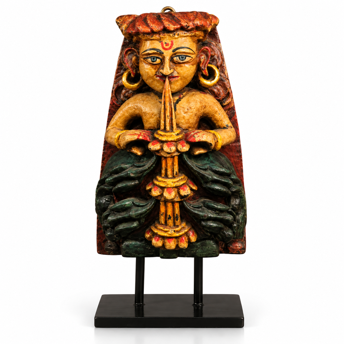 Vintage Wood /Stone Musician Apsara