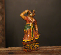 Vintage Handpainted Wooden Dancing Lady Figurine -A Rare Find