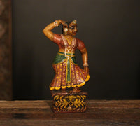 Vintage Handpainted Wooden Dancing Lady Figurine -A Rare Find