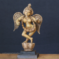 Hand-Carved Wooden Winged Angel Figure | Single