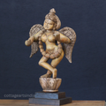 Hand-Carved Wooden Winged Angel Figure | Single