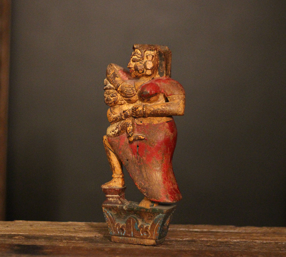 Vintage Handpainted Wooden Mother & Child Figurine -A Rare Find