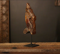 Vintage Handcarved Wooden Horse Sculpture on Stand