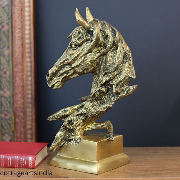Handcrafted Brass Horse Sculpture | Equestrian Home Decor
