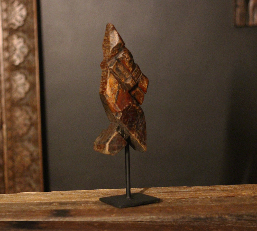 Vintage Handcarved Wooden Horse Sculpture on Stand
