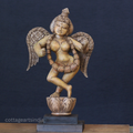 Hand-Carved Wooden Winged Angel Figure | Single