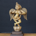 Hand-Carved Wooden Winged Angel Figure | Single