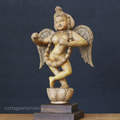 Hand-Carved Wooden Winged Angel Figure | Single