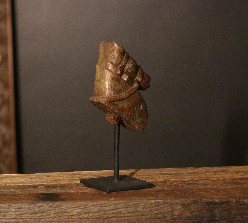 Vintage Handcarved Wooden Horse Head Sculpture on Stand