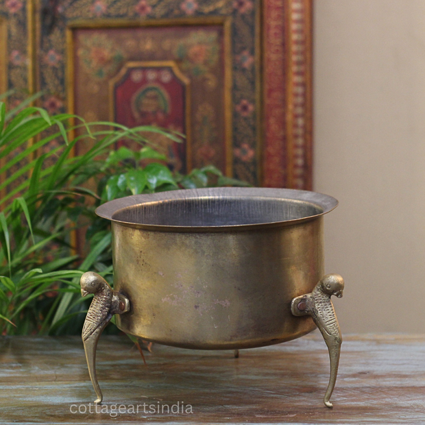 Brass Vintage Carved Planter
