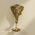 Handcrafted Brass Elephant Wall Hanging with Lotus Diya | Traditional Indian Wall Décor