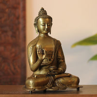 Brass Buddha Statue | Meditation & Blessing Pose Sculpture