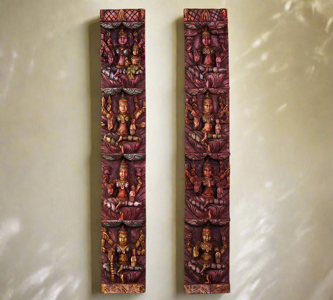 Wooden Wall Panel Ashtalaxmi 36" -Set of 2