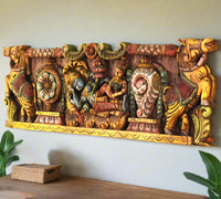 Wooden Carved Wall Panel Vishnu - Laxmi