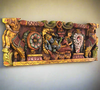 Wooden Carved Wall Panel Vishnu - Laxmi