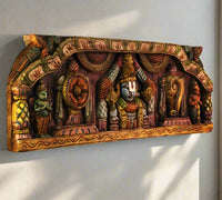 Wooden Hand Carved  Wall Panel Tirupati Balaji