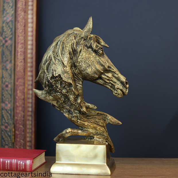 Handcrafted Brass Horse Sculpture | Equestrian Home Decor