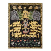 Shrinathji Pichwai Painting with Cows Under Kadamba Tree