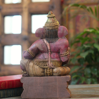 Handcrafted Sitting Wooden Ganesha Playing Veena