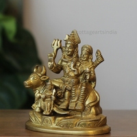Handcrafted Brass Shiva Parivar Idol – Lord Shiva, Parvati, Ganesha & Kartikeya Family Statue