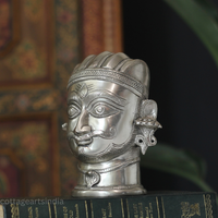 Brass Shiva Mukhlingam Silver Finish