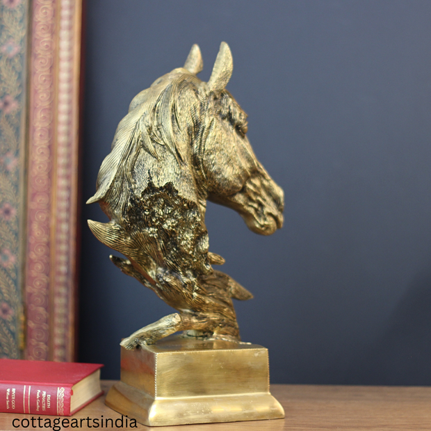 Handcrafted Brass Horse Sculpture | Equestrian Home Decor