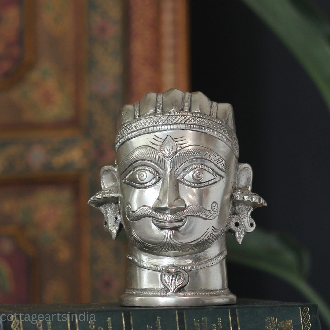 Brass Shiva Mukhlingam Silver Finish