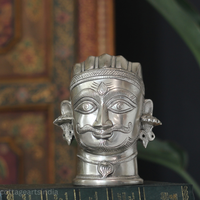Brass Shiva Mukhlingam Silver Finish