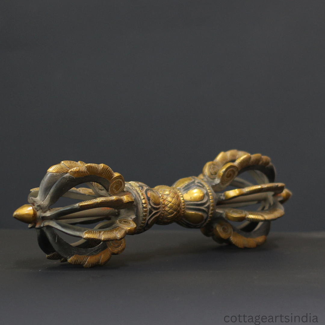 Brass Dorje Vajra – Matte Black & Antique Gold Finish