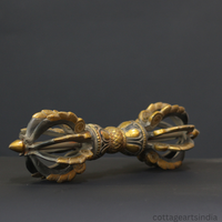 Brass Dorje Vajra – Matte Black & Antique Gold Finish