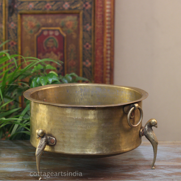 Brass Vintage Carved Planter