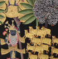 Shrinathji Pichwai Painting with Cows Under Kadamba Tree