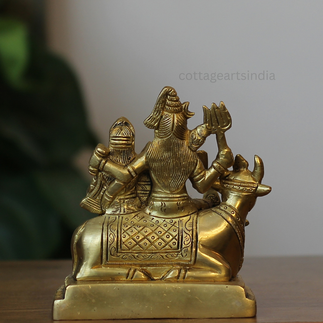 Handcrafted Brass Shiva Parivar Idol – Lord Shiva, Parvati, Ganesha & Kartikeya Family Statue